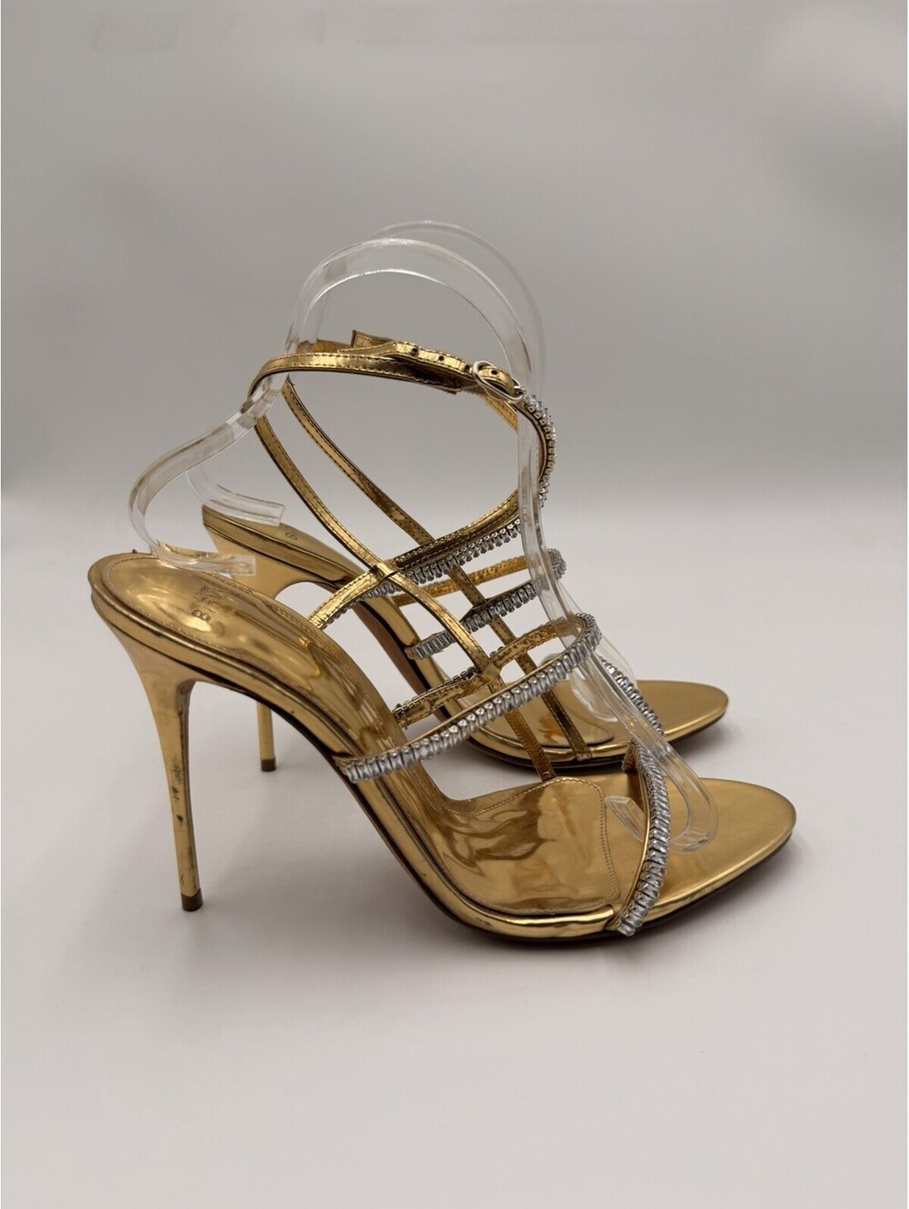 Alexandre Birman Nina Zircone sandals Gold Leather Size 38